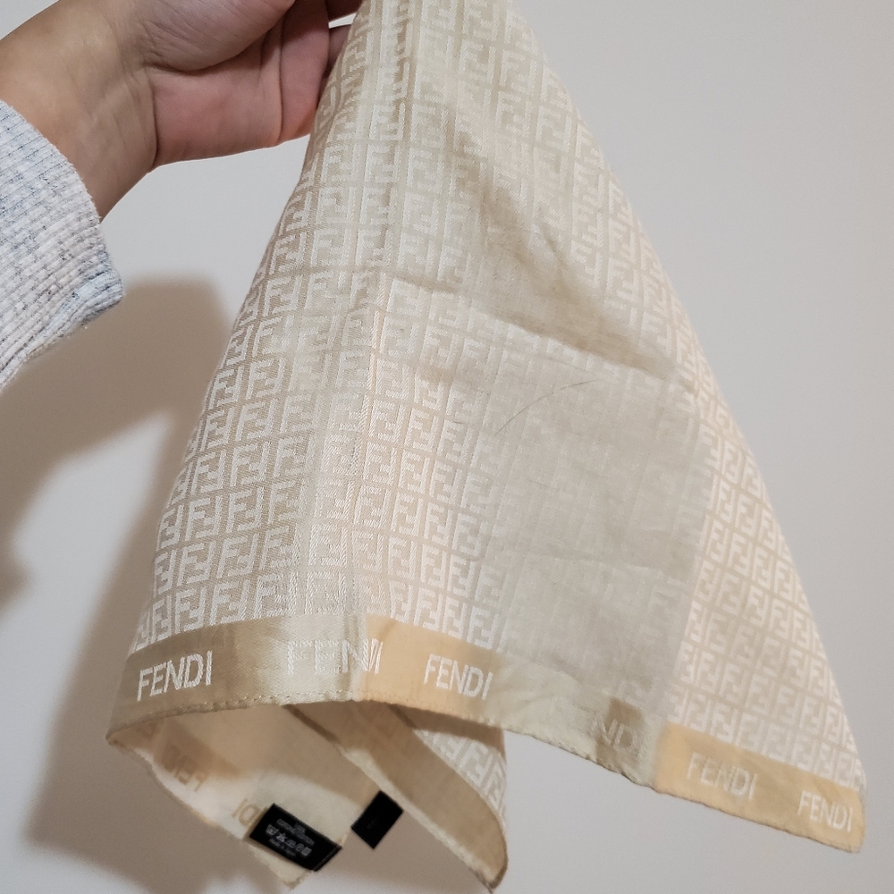 Authentic Fendi Monogram Cotton Square Scarf